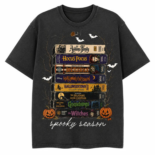 Spooky Season VHS Halloween Graphic T-Shirt – Retro Horror Movie Vintage Tee