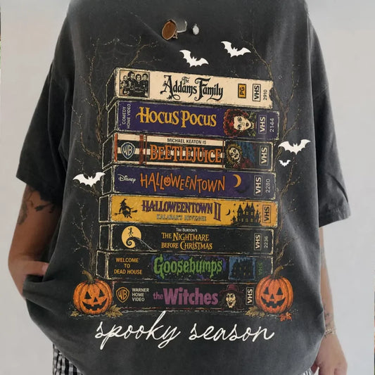 Spooky Season VHS Halloween Graphic T-Shirt – Retro Horror Movie Vintage Tee