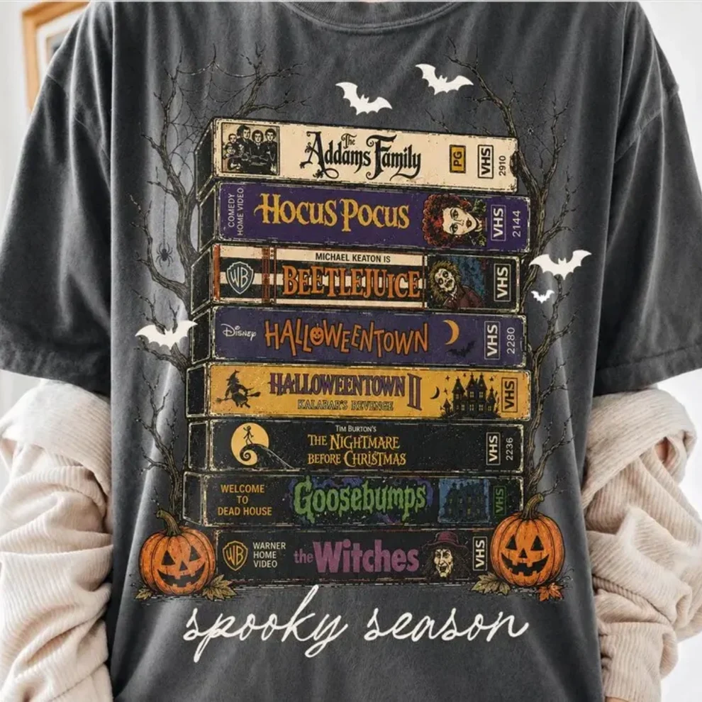 Spooky Season VHS Halloween Graphic T-Shirt – Retro Horror Movie Vintage Tee